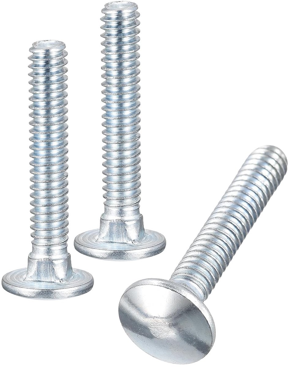 1/4-20 x 1-1/2" autokrikschroef, 8 stuks ronde kopschroeven vierkante