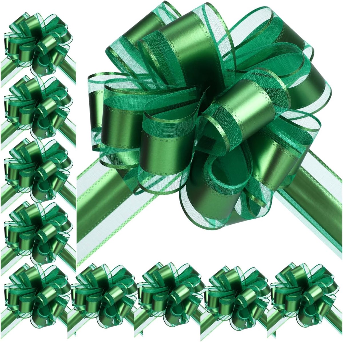 Strikken grote, kleurrijke strikken, decoratie, diameter 16 cm, grote strik, matte autostrik voor bruiloft, verjaardag, Kerstmis (groen)