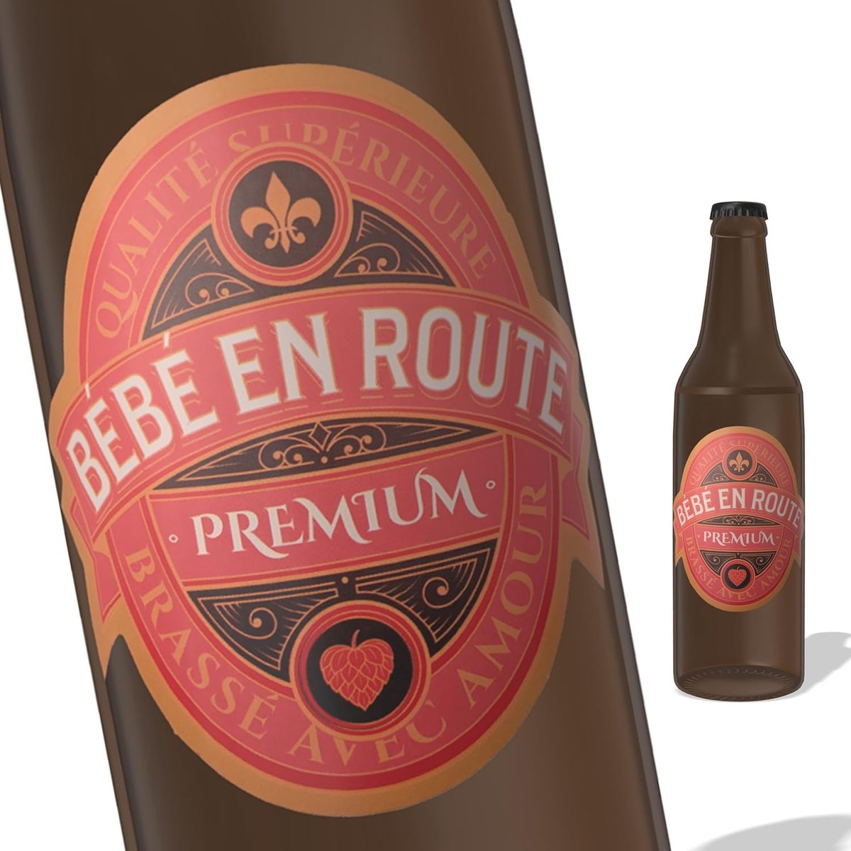 Etiketten voor Bierflesjes - Set van 3 - Groen & Goud - Bébé en Route - Perfect voor Aankondigingen - ShopVlot