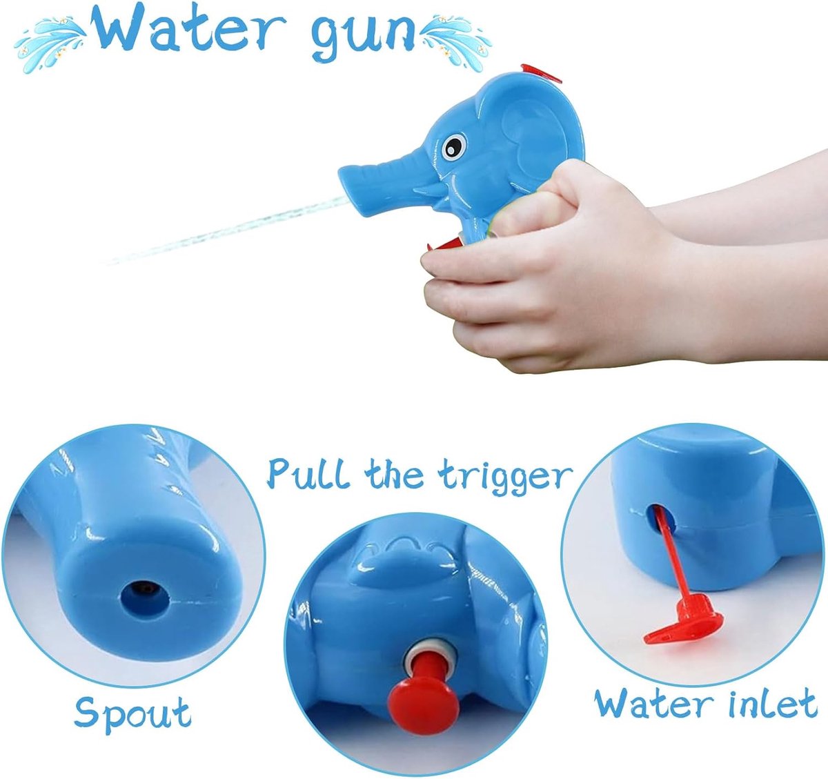 Waterpistool voor kinderen, 6 stuks mini-waterspuitpistolen, waterpistool, waterpistool, dieren voor kinderen, watersoakers voor kinderen, zomer, waterspeelgoed, strandspeelgoed, outdoor
