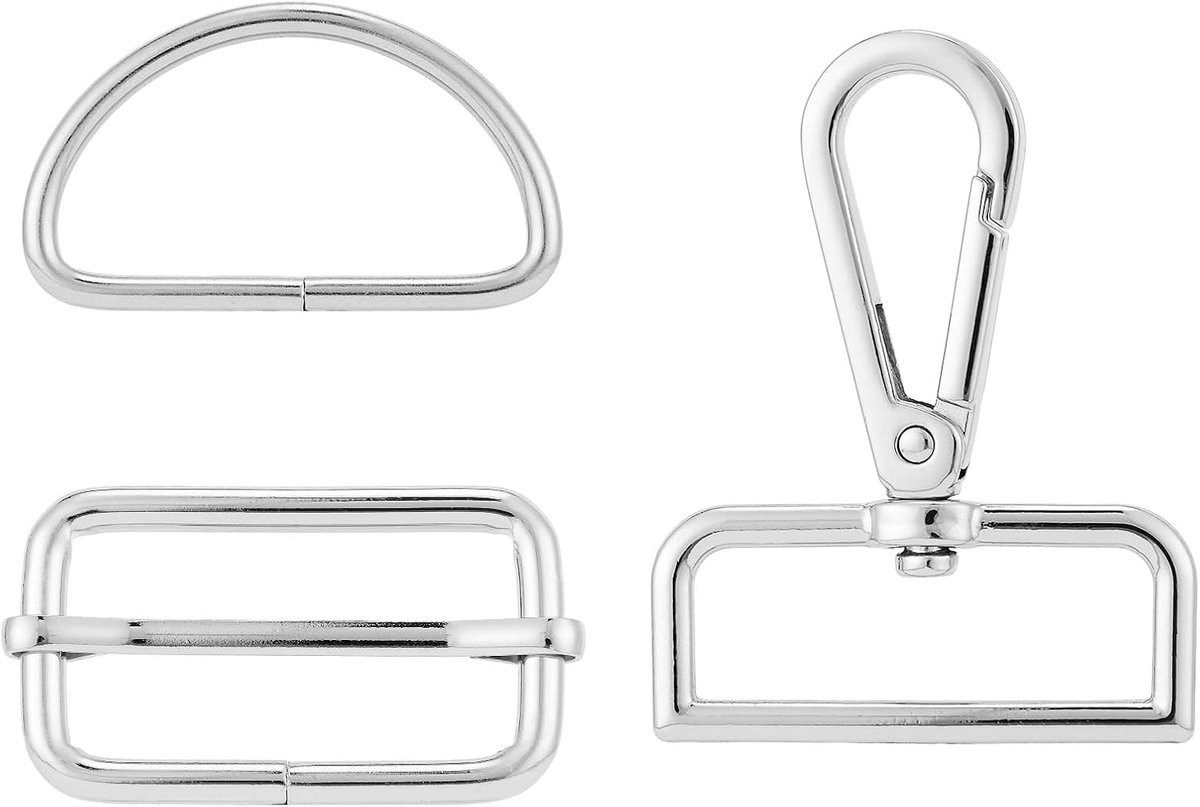 15-delige tasaccessoireset, draaibare karabijnhaken, tri-glijdende schuifsluitingen, tasaccessoires en D-ringen voor handtassen