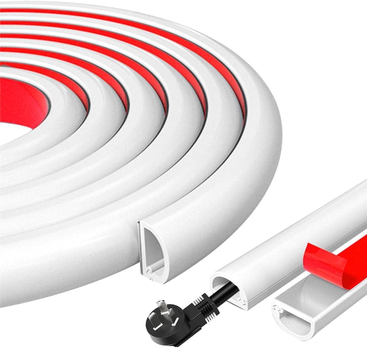 kabelafdekking, 2 meter, kabelgoot, zelfklevend, pvc, wit, zelfklevend, voor thuiskantoor, televisie, kabelkanalen