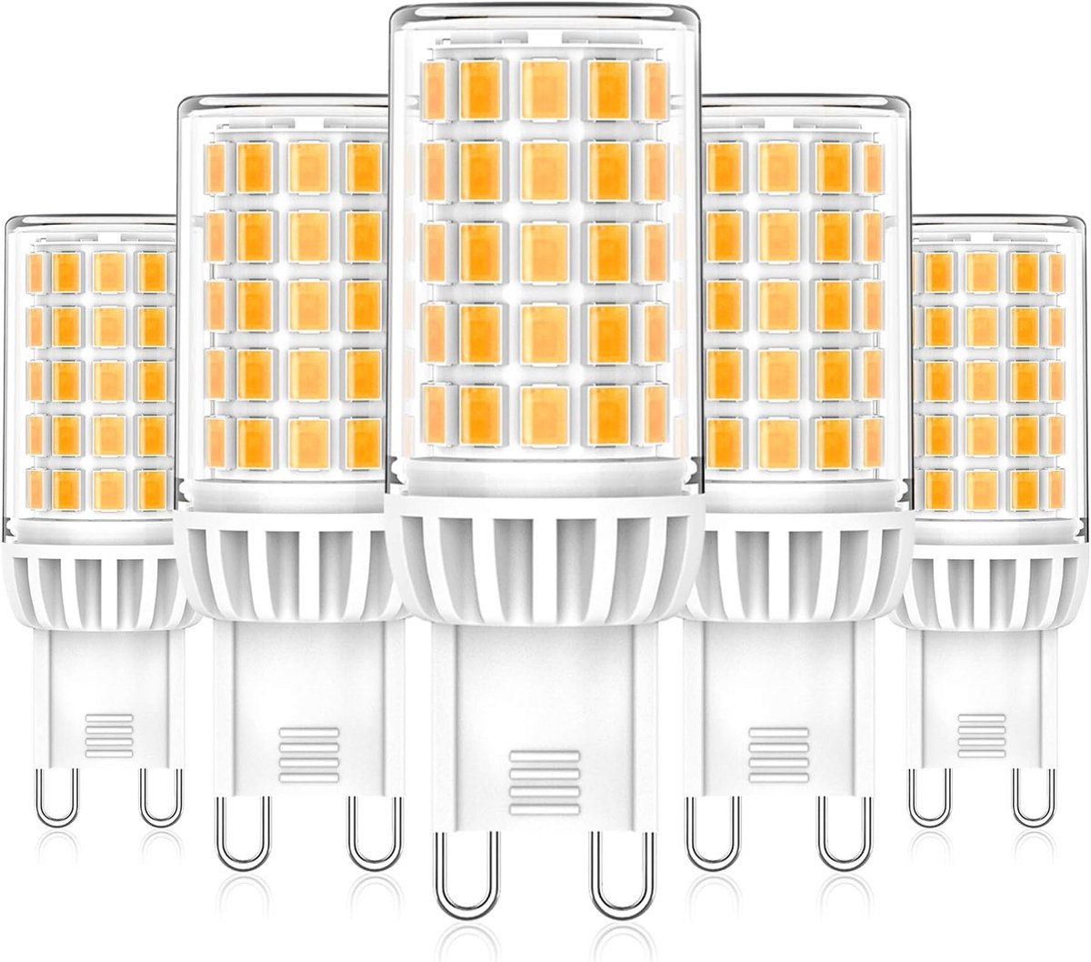 LED Lampen, 6W 550LM Warm Wit 2700K Lampen, Vervanging voor 50W 60W Halogeen Lampen, Flikkervrij 360° Stralingshoek LED G9 Corn Bulb, Dimbaar AC 220-240V, Verpakking van 5