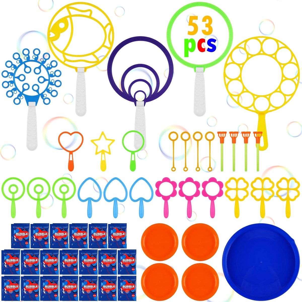 Set met bubbelstokken voor kinderen, bubbelspeelgoed, gigantische bubbelset, bubbeltjes-toverstokjes voor kinderen, zomertuin, buitenactiviteiten, spelletjes, speelgoed, feestgeschenken (53