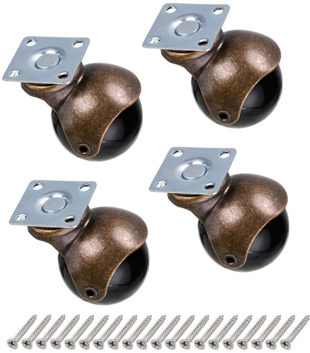 4 stuks kogelwielen van brons, 40 mm wielen voor meubels, wielen met