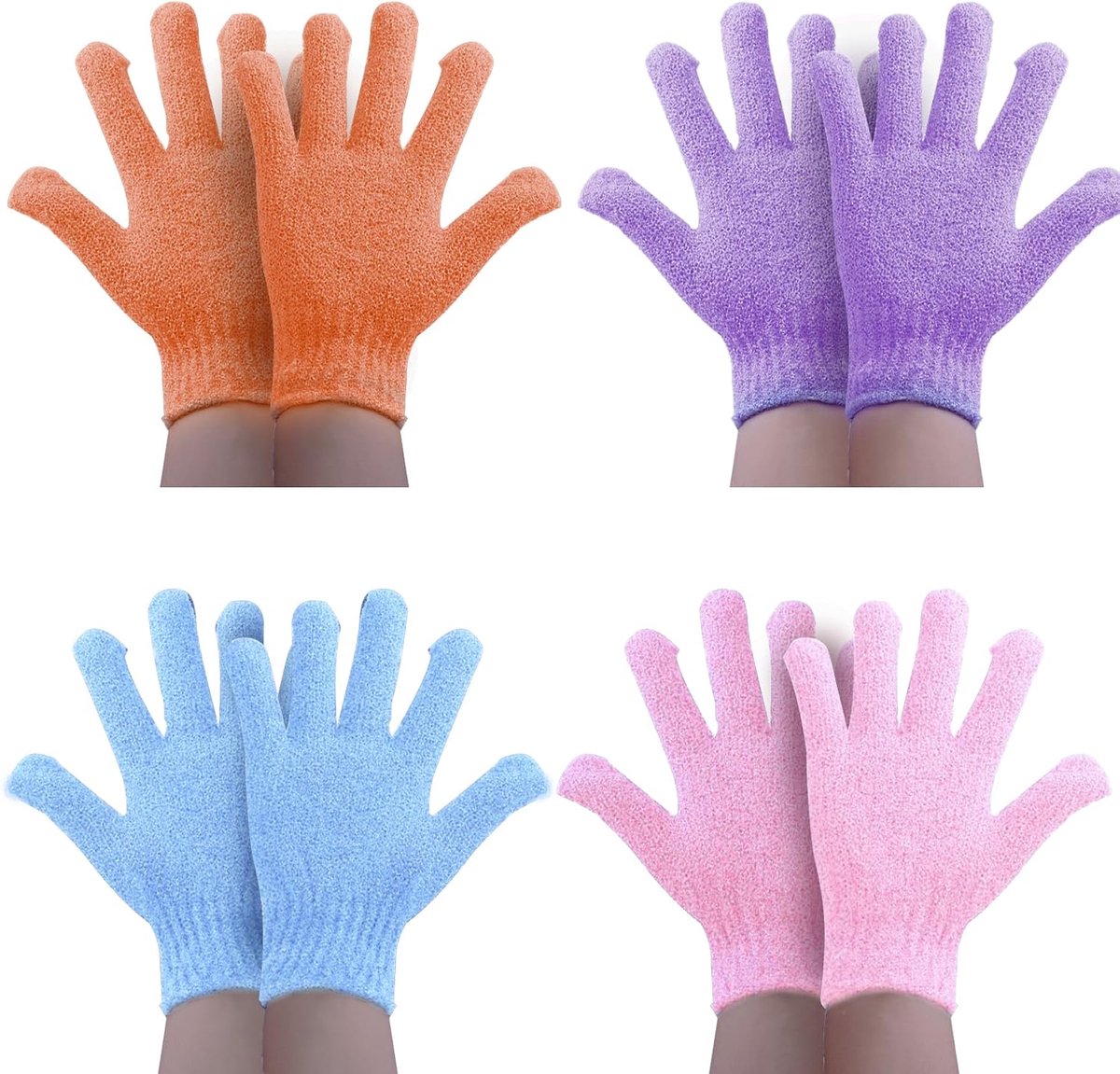 exfoliërende handschoenen voor douche, spa en massage - 8 stuks