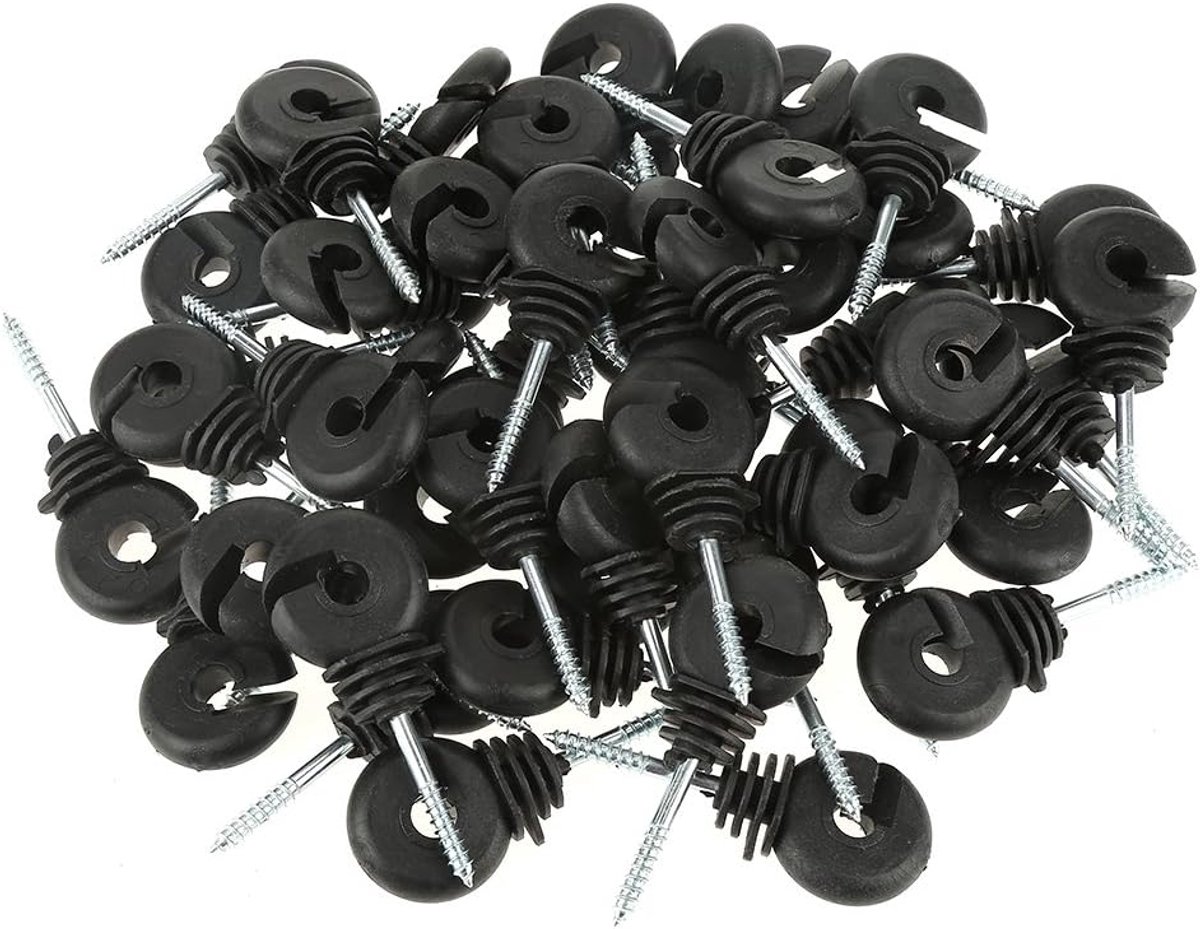 Ringisolatoren 9cm 50 Stuks/Set Zwarte Inschroefringisolatoren Schrikdraad Accessoires voor Houten Palen
