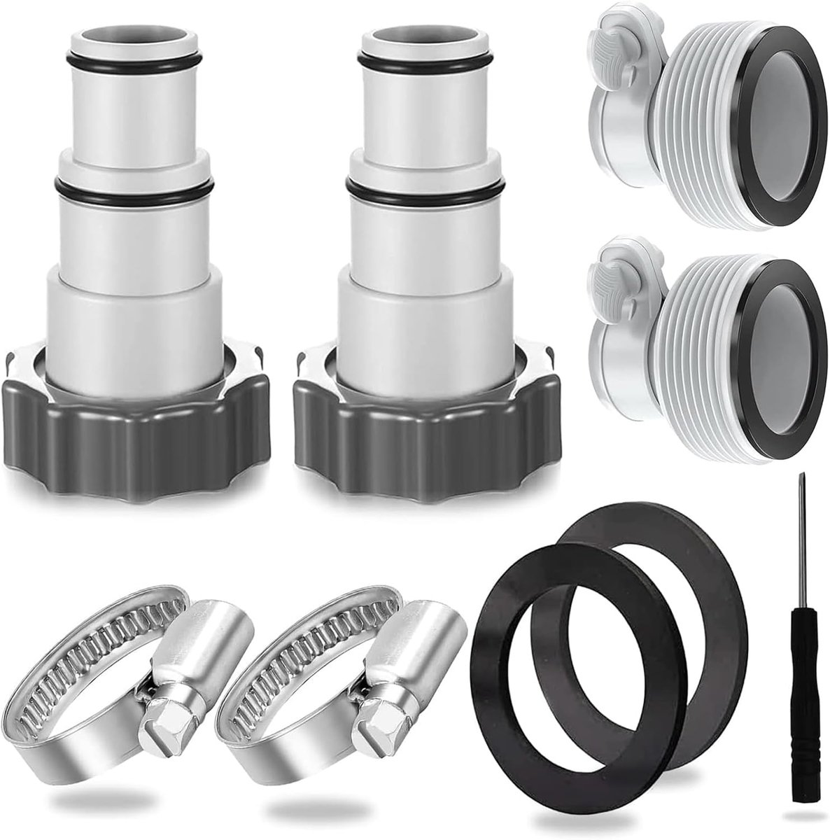 9 Stuks Zwembadslangadapter, Adapter A En Type B voor Intex Zwembad, Vervangingsslangadapter voor Pomp, Aansluiting voor Ø 32 En 38 mm Zwembadslang, 2 Stuks Zwembadadapters