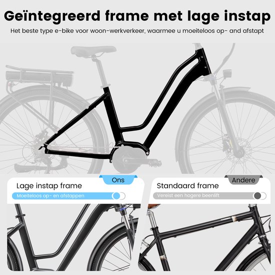 Maxtron Urban8 Elektrische stadsfiets - 28 inch - 250W middenmotor - koppelsensor - 460,8 Wh accu - Shimano versnellingen - hydraulische schijfremmen - zwart van Maxtron — afbeelding 4