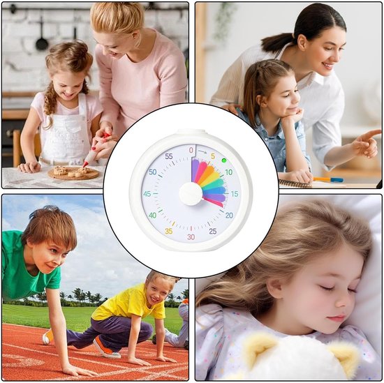 Kindertimer Visueel - Studeertimer Aftelklok - Leeractiviteiten Beheren - Stille Knipperende Herinnering - 48 x 103 x 48 cm - Wit — afbeelding 5