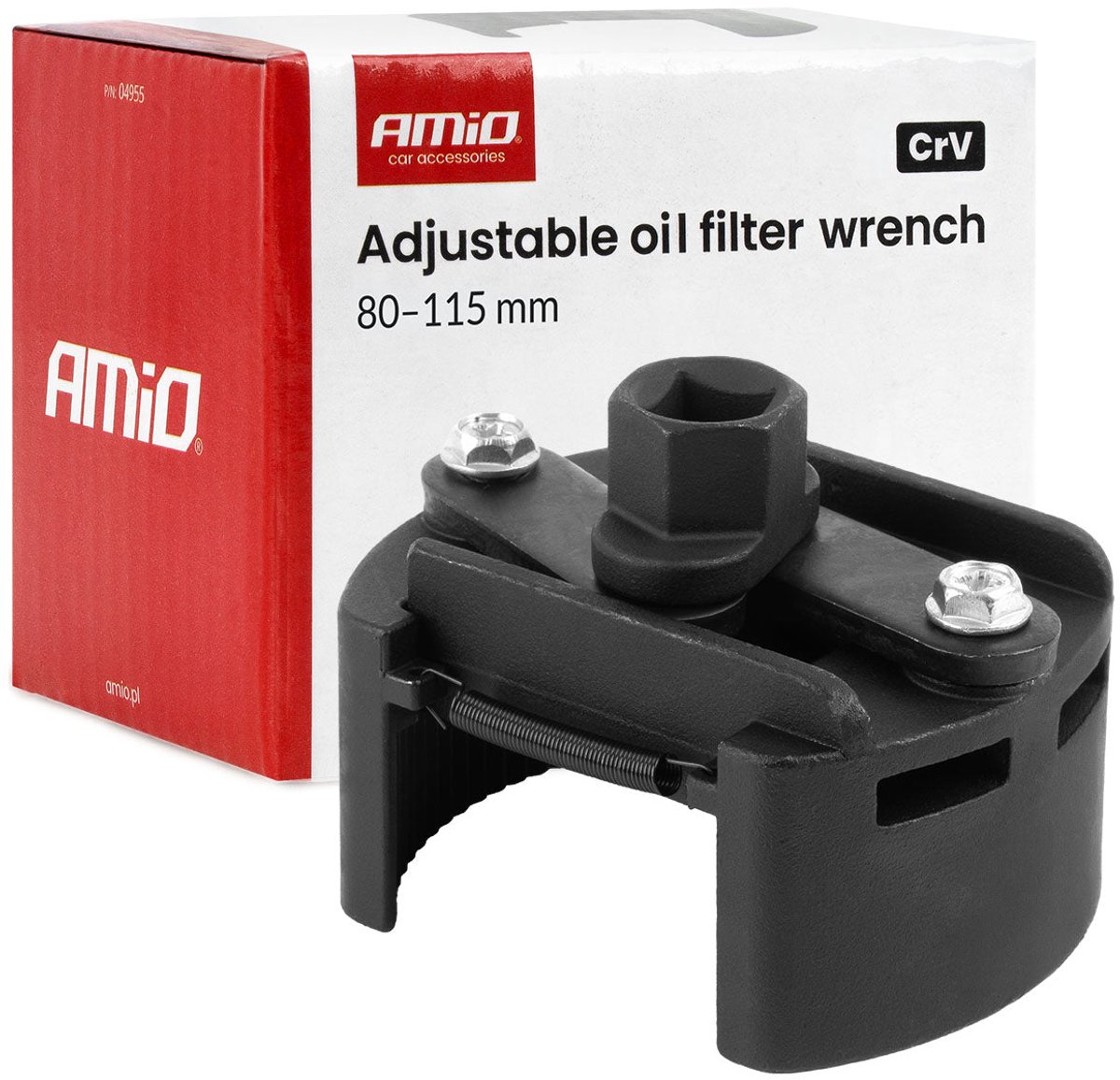 AMiO Verstelbare Oliefiltersleutel 80-115mm CrV Staal voor Auto Onderhoud