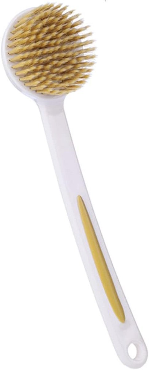 Badborstel Lange Handgreep - Lichaamsborstel Ruggenborstel - Huid Reinigen - Ergonomische Antislip Handgreep - 33 cm - Wit