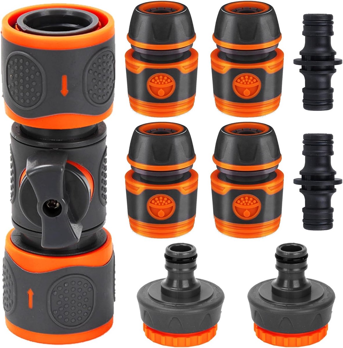 SnelShoppen - Tuinslang Koppelingen Set, 9 Delig 1/2 Inch Tuinslang Connectoren, Snelle Slangverbindingen, Tuin Gereedschap voor Verlengen van Tuinsla