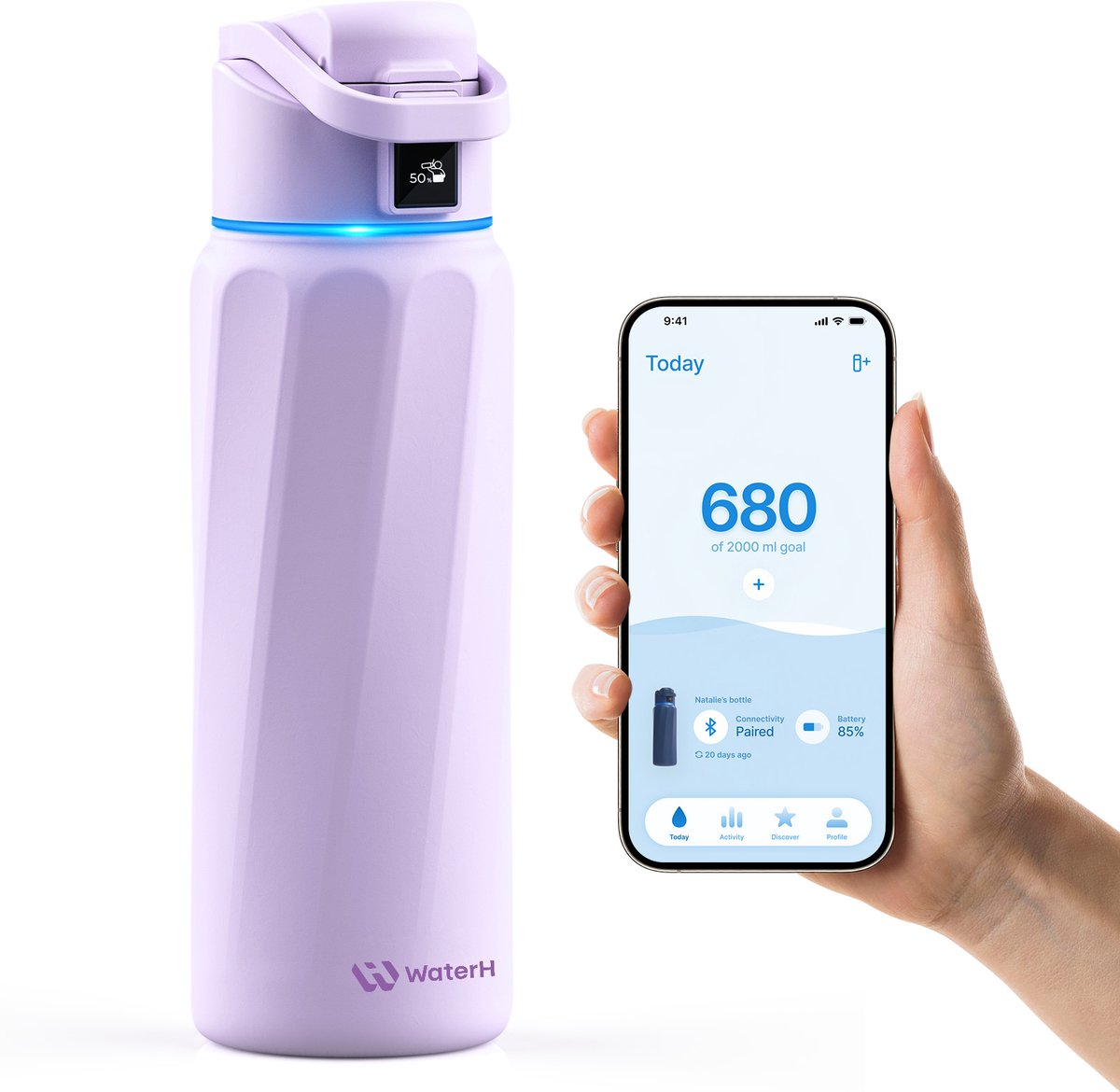WaterH BOOST Smart Water Bottle 946ml Purple
