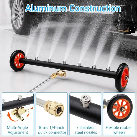 Hogedrukreiniger Accessoire - Ondervloer Reiniger - Voertuigen Reinigen - Dubbele Functie - 56 cm Werkbreedte - Aluminium — afbeelding 3