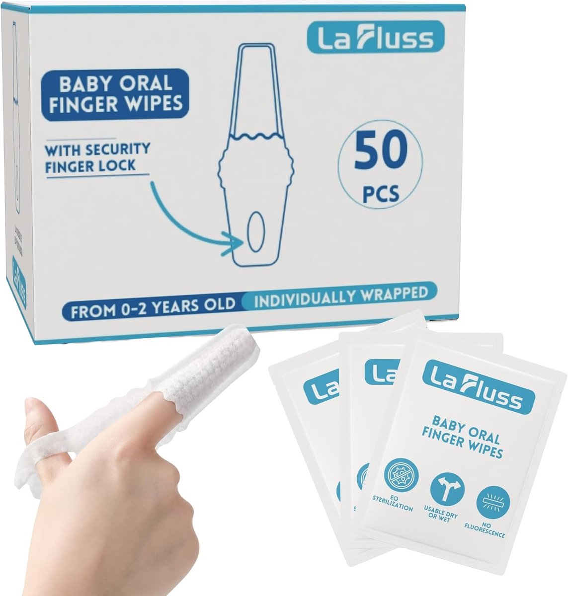 SnelShoppen - Pack van 50 Baby Monddoekjes voor 0-24 Maanden, Zacht en Veilig voor Mondhygiëne, Individueel Verpakt, Voor het Reinigen van Tandvlees,