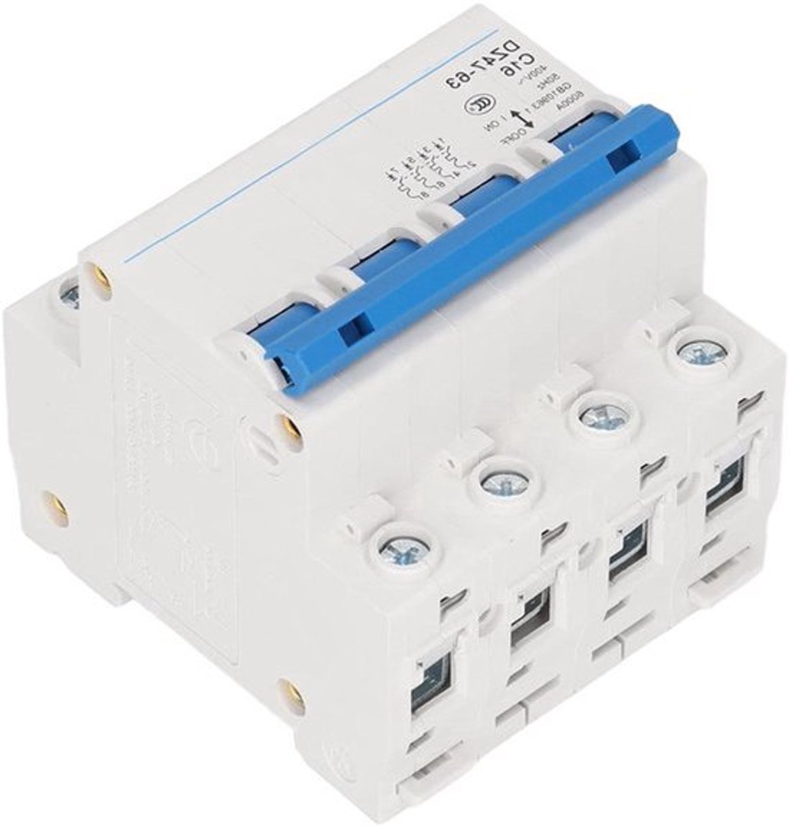 4P stroomonderbreker AC 16A 400V 50Hz 4-polig DIN-rail montage DZ47‑63 C16