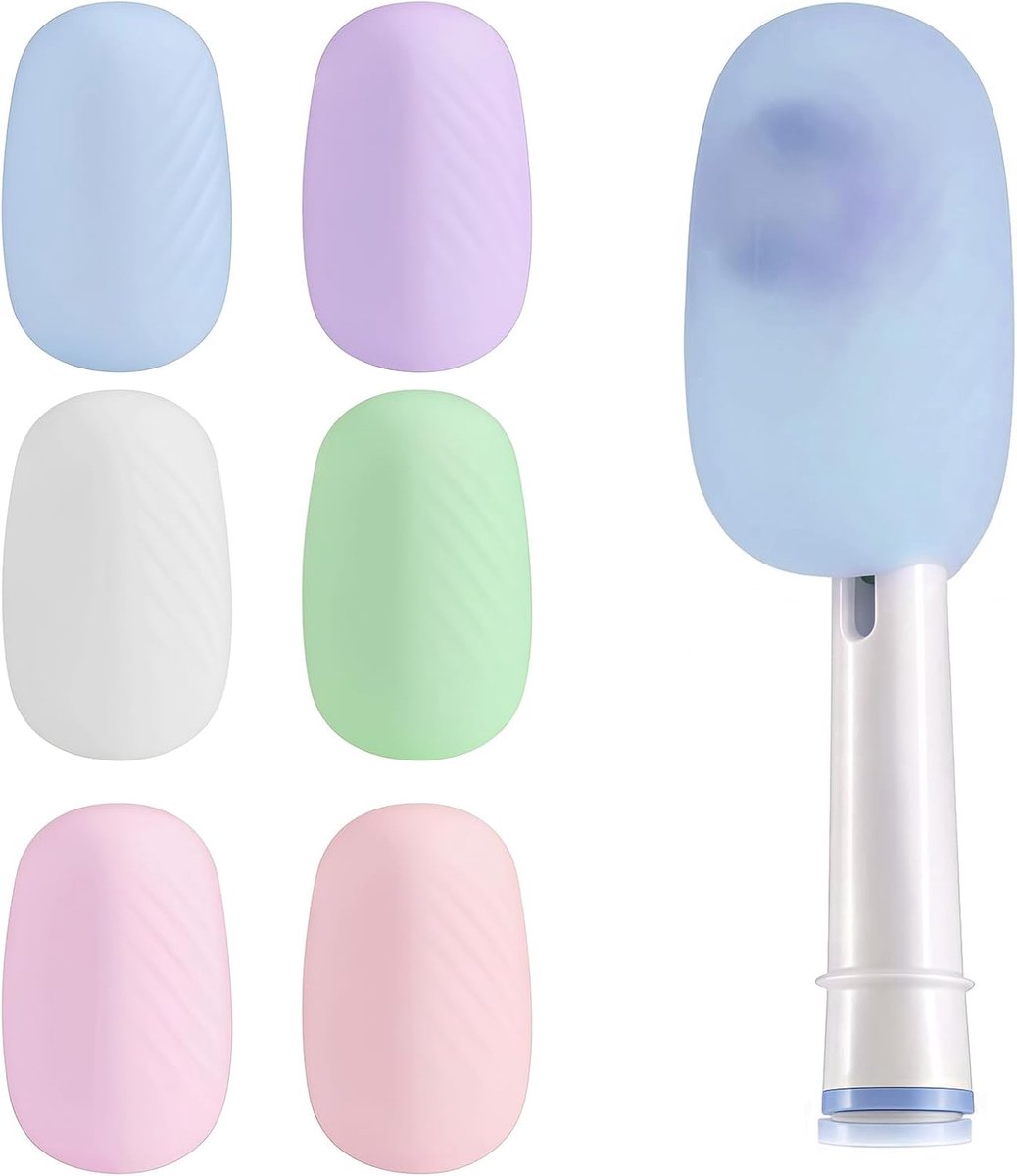 SnelShoppen - Shimmerz Set van 6 Silicone Tandenborstel Beschermcaps voor Elektrische en Handmatige Tandenborstels, BPA-vrij, Herbruikbaar, Hygienisch