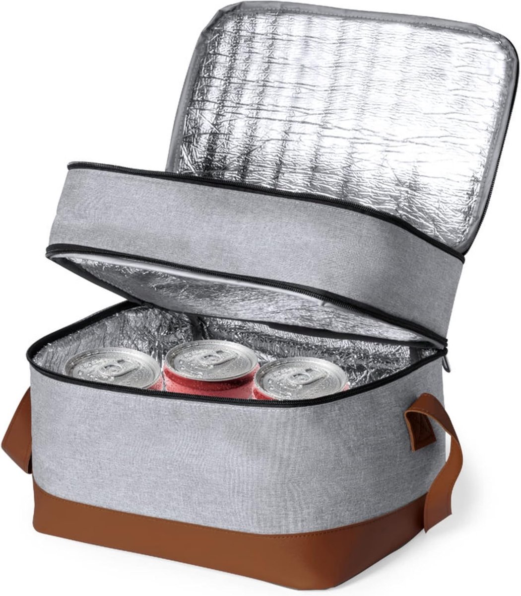 SnelShoppen - Duurzame Koeltas - Geïsoleerde Picknicktas - Lunchtas - Gemaakt van Gerecycled RPET - 2 Compartimenten - Isotherm PEVA - Met Rits en Sch