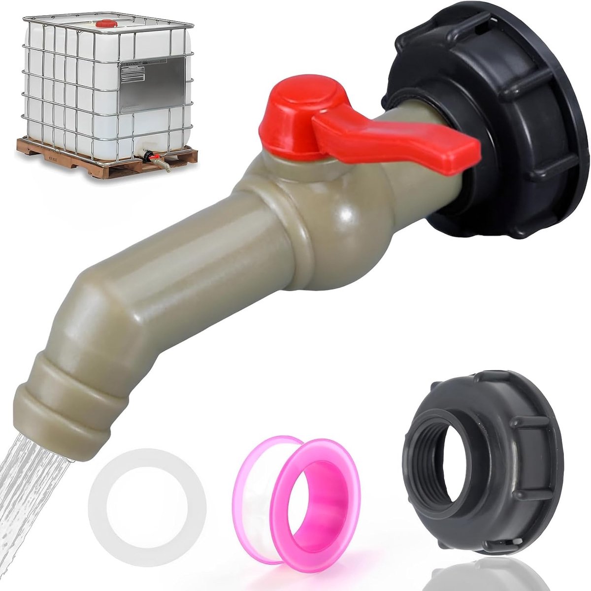 SnelShoppen - Waterkraan voor Regenwateropvang, Tuinkraan, Waterafvoer Kraan voor Regenton, Duurzaam en Roestvrij Staal, Ideaal voor Tuin en Camping