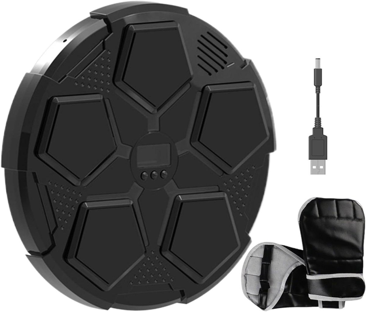 Bokshandschoenen Muurdoel - Muziek Boksapparaat - Thuis Fitness - Slimme Muziek Interactie - 32x5x31.5 cm - Zwart