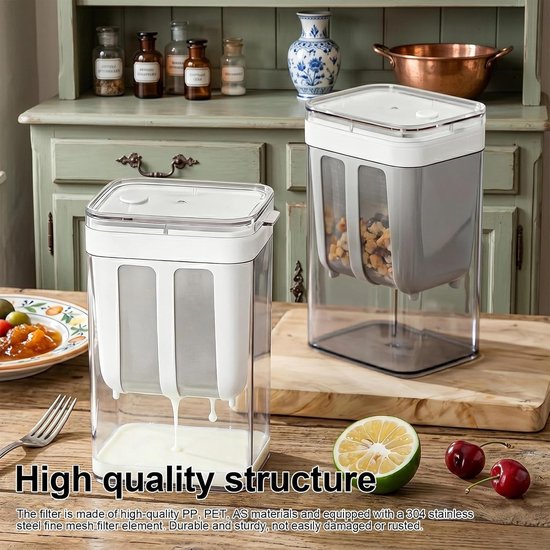 Yoghurtzeef 1800 ml met deksel - Herbruikbare filter voor Griekse yoghurt, sap en kaas maken, 80-mesh maaswijdte — afbeelding 2