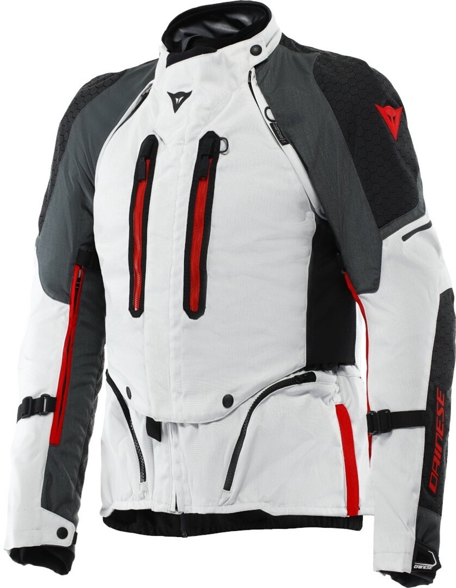 Dainese Super Adventure Absøluteshell™ Lichtgrijs Zwart Rood Waterdichte Textiele Motorjas - Jas