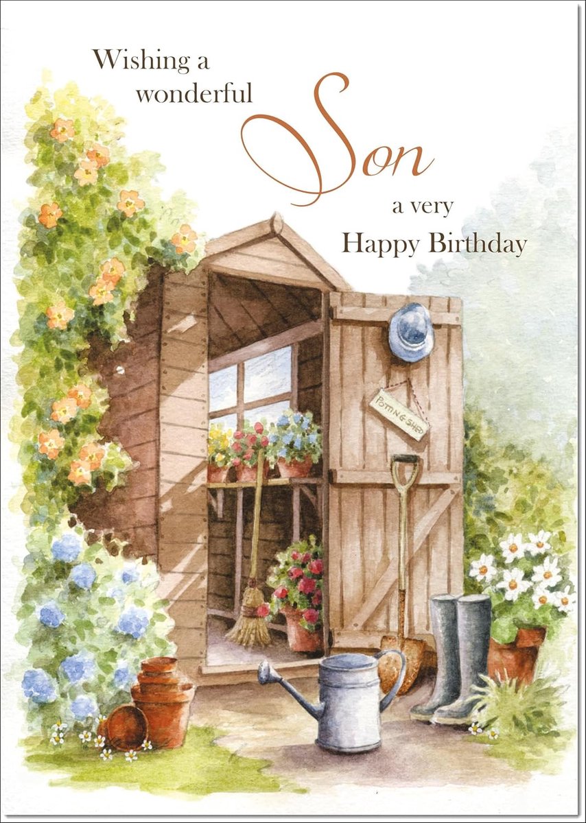 SnelShoppen - Doodlecards Verjaardagskaart Tuinhuisje A5 met Envelop - Luxe 350gsm Bord, Matte Afwerking - Perfect voor Feest, Tuin, Kinderen