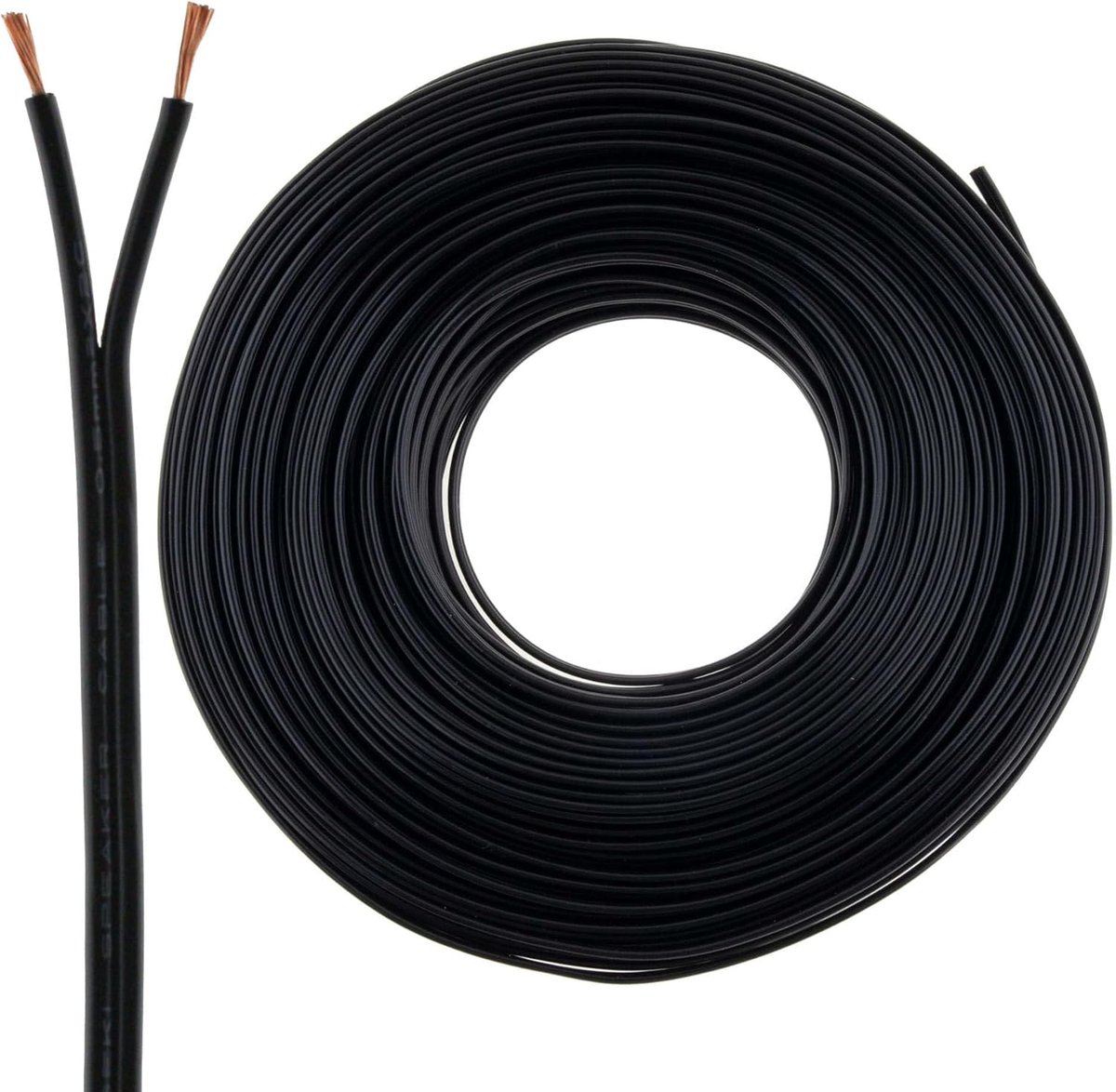 SnelShoppen - SeKi Speaker kabel zwart 2x 0,50 mm² 50 meter ring - Geluidskabel voor thuisbioscoop, muziek, audio-installaties - Flexibel, duurzaam, i