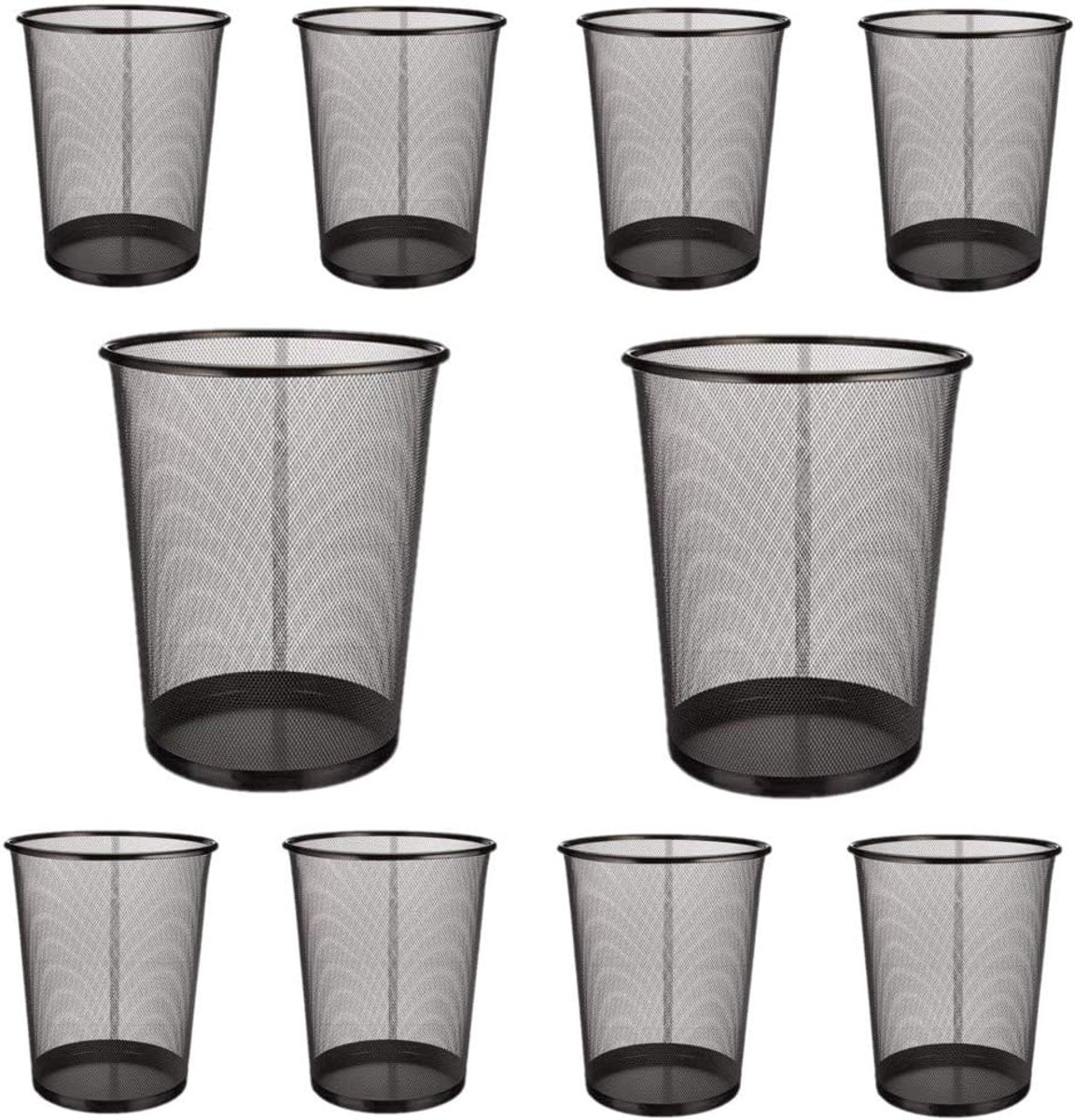 EUROXANTY® Papier prullenbakken - Ronde papierenbak - Metalen gaas bak - Stevige metalen basis - Vuilnisbak kantoor - ShopVlot