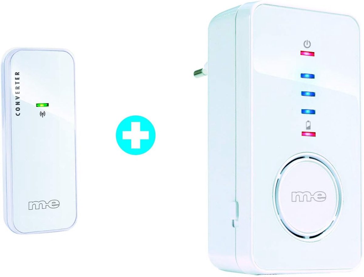 SnelShoppen - Draadloze Converter + Mobiele Deurbel Ontvanger MOD BELL-350 - Transformeer je Bedrade Bel naar Draadloos, Incl. Flip-Plug, Mobiele Batt