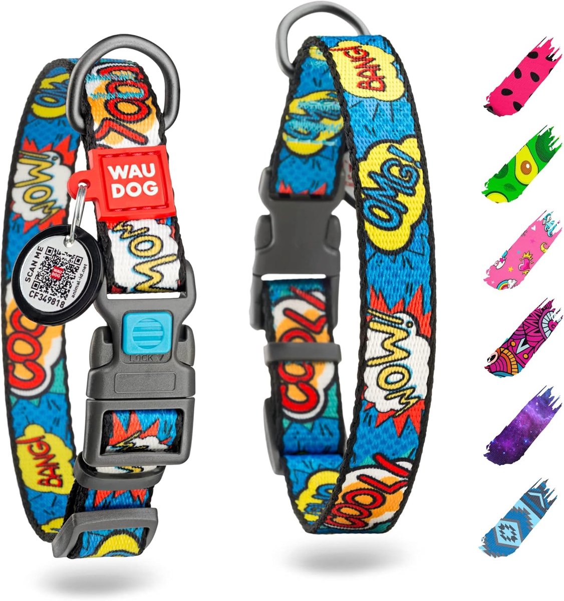 SnelShoppen - Nylon Hondenhalsband Verstelbaar voor Grote, Middelgrote en Kleine Honden, Gechipte Puppy Halsbanden met Duurzame Kunststof Gesp en QR I