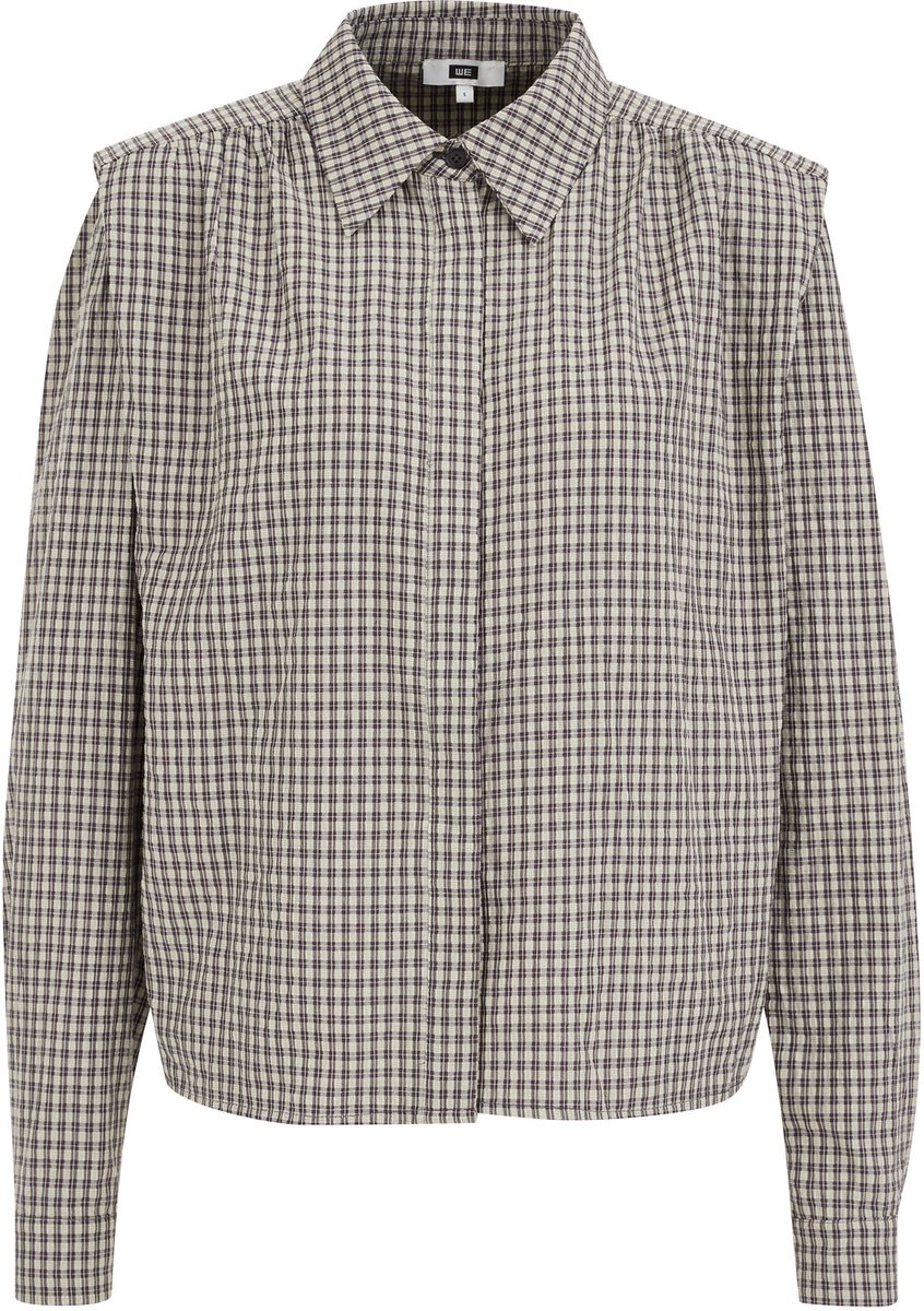 WE Fashion Dames blouse met schouderaccent en ruit