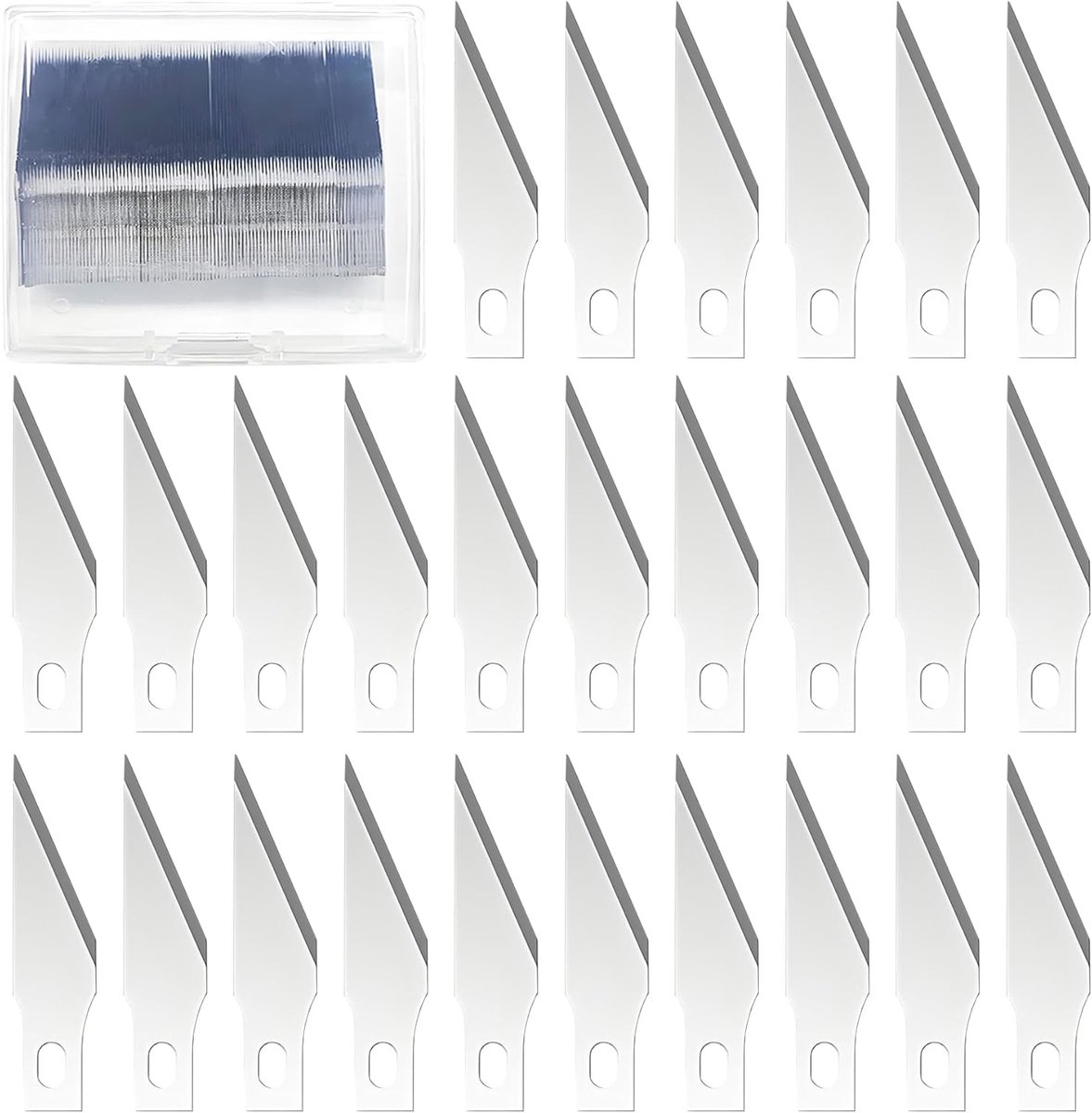 SnelShoppen - Set van 100 Reserve Messen, #11 voor Hobby- en Precisie Snijgereedschap, Manganese Staal, Met Opbergdoos, Ideaal voor Creatieve Projecte
