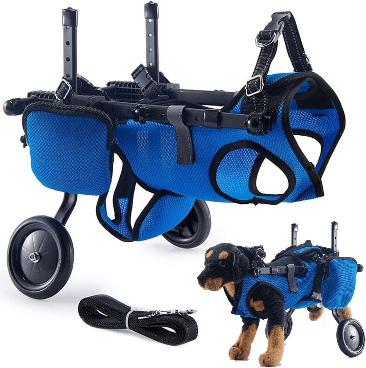 Hondenrolstoel - Mobiliteitshulp - Ondersteuning Honden - Verstelbaar Frame - 4-9 kg - Blauw