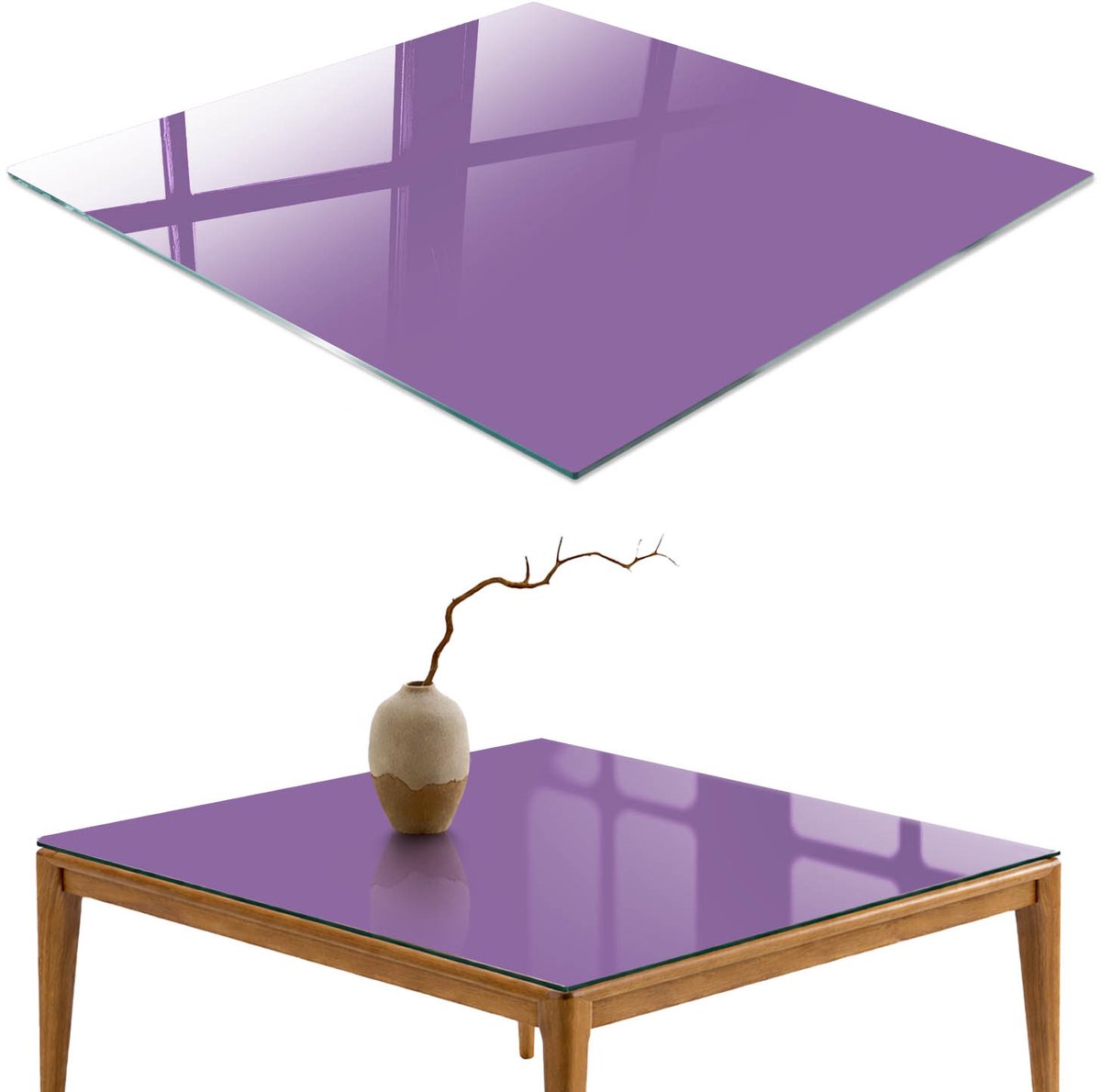 ArtPrintCave Violet Glazen Tafelblad - 50x50 cm - Tafelblad Vierkanten - Paars Keukentafel - Achtergronden en patronen Bureaublad