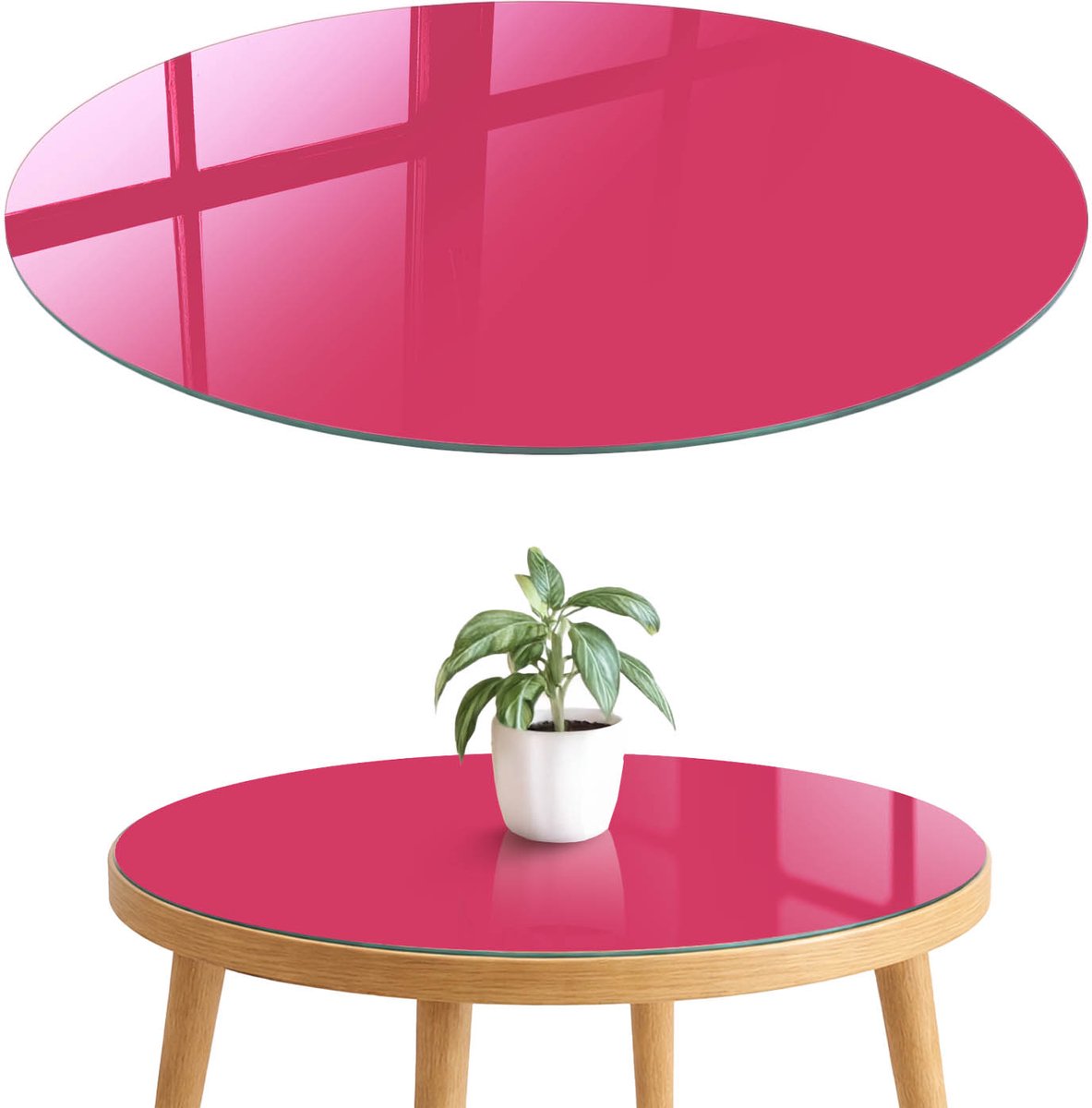 ArtPrintCave Energie roze Glazen Tafelblad fi70 cm - Tafelblad Rond - Roze Glasplaat - Achtergronden en patronen Terrastafel
