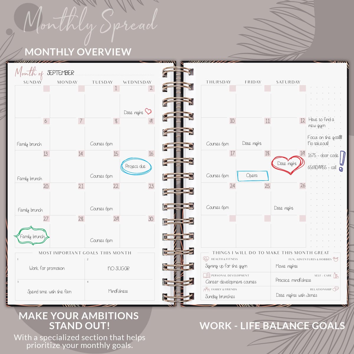 SnelShoppen - Wekelijkse planner - elegante levens- en budgetplanner - organiser en productiviteit dagboek - 17,5 x 21,5 cm harde kaft, ongedateerd -