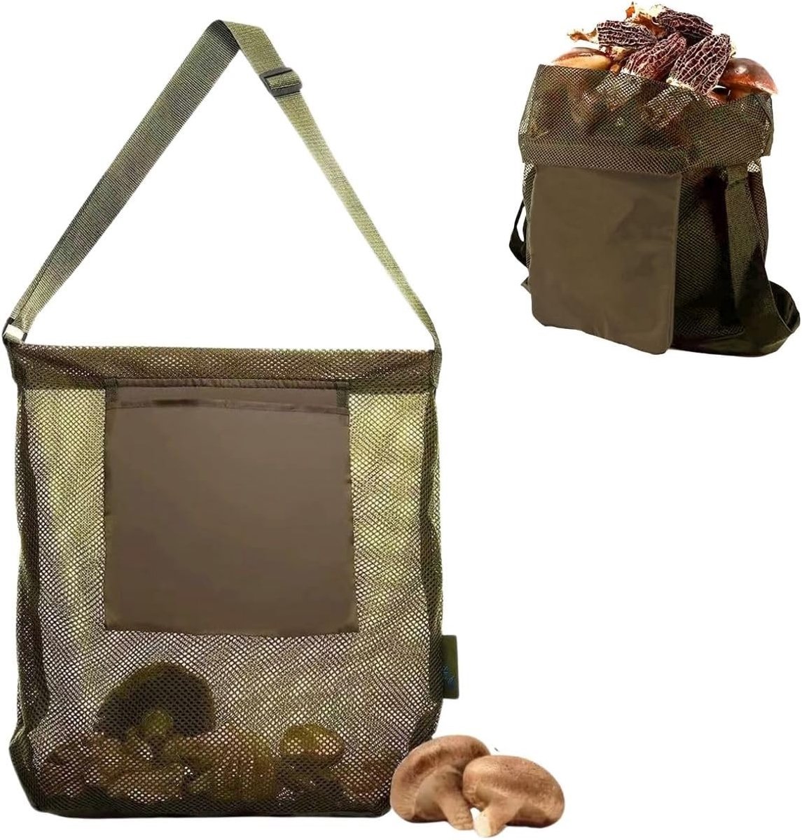 Verstelbare Schoudertas voor Paddenstoelen Plukken, Praktische Oogsttas voor Wildplukken, Ideaal voor Kamperen en Wandelen