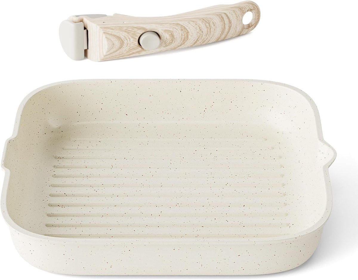 SnelShoppen - 28cm Grillpan Inductie - Antiaanbak Steakpan - Geschikt voor Keuken, BBQ en Feest - Duurzaam en Kleur: Zwart - Perfect voor Vlees, Groen