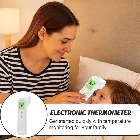 Voorhoofdthermometer, Infrarood Digitale Contactloze Thermometer met HD-scherm voor Volwassenen, Kinderen, Baby, Wit ABS-materiaal — afbeelding 2
