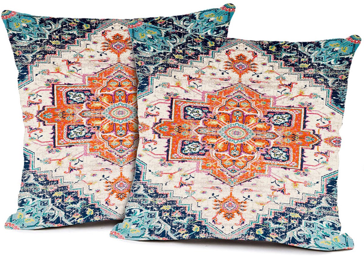 KZQ Kussenslopen - Set van 2 vierkante decoratieve kussenslopen in Boheemse stijl, zacht en duurzaam - Geschikt voor banken, woonkamers en slaapkamers - 50x61 cm - Patroon