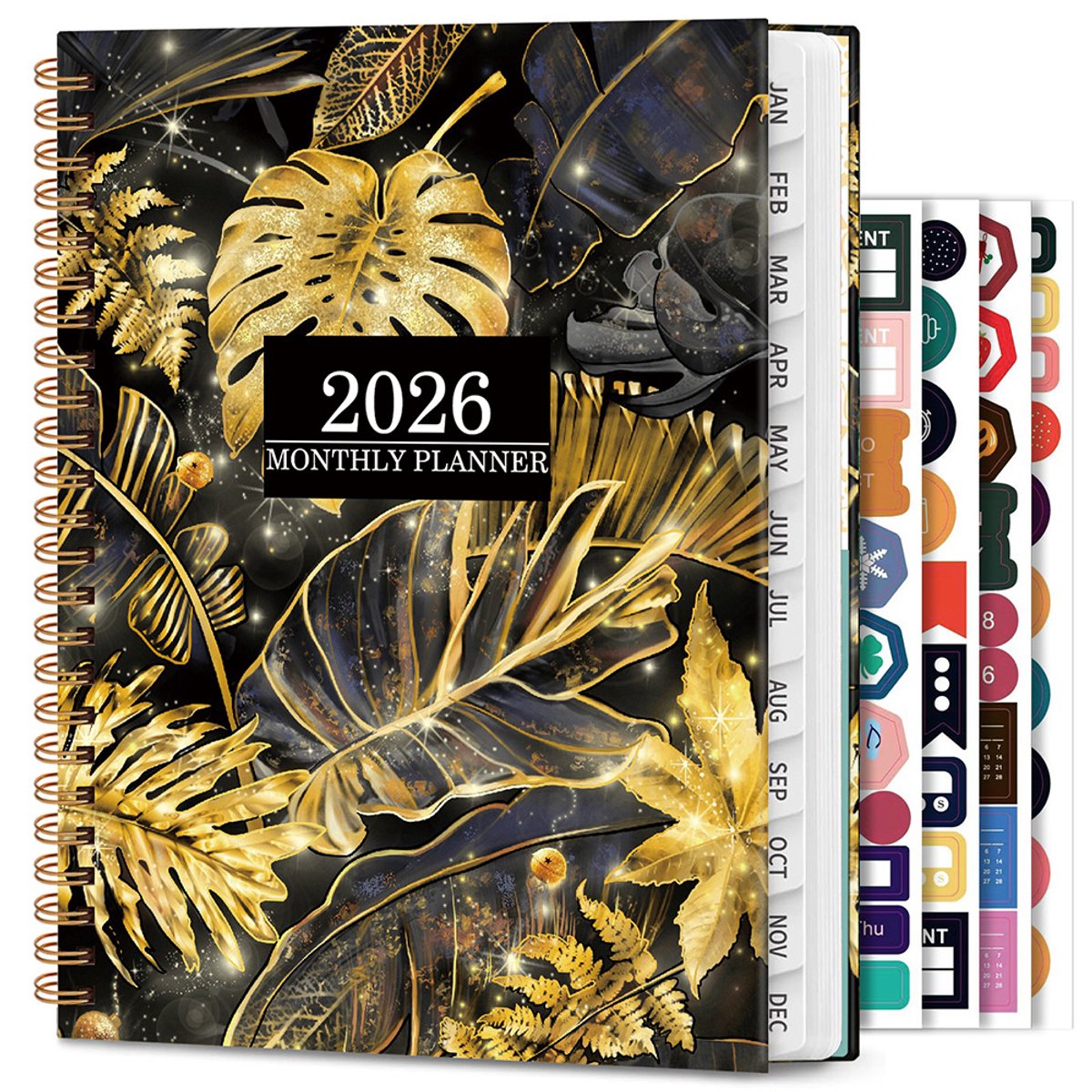 Agenda 2026 - Zakagenda A5 - Met Decoratieve stickers - Planning van de bloemenplanning - Voor Thuis School Kantoor Klaslokaal Plannen Studie Werk Academisch Leraar - 21.59 x 16.5 cm - E