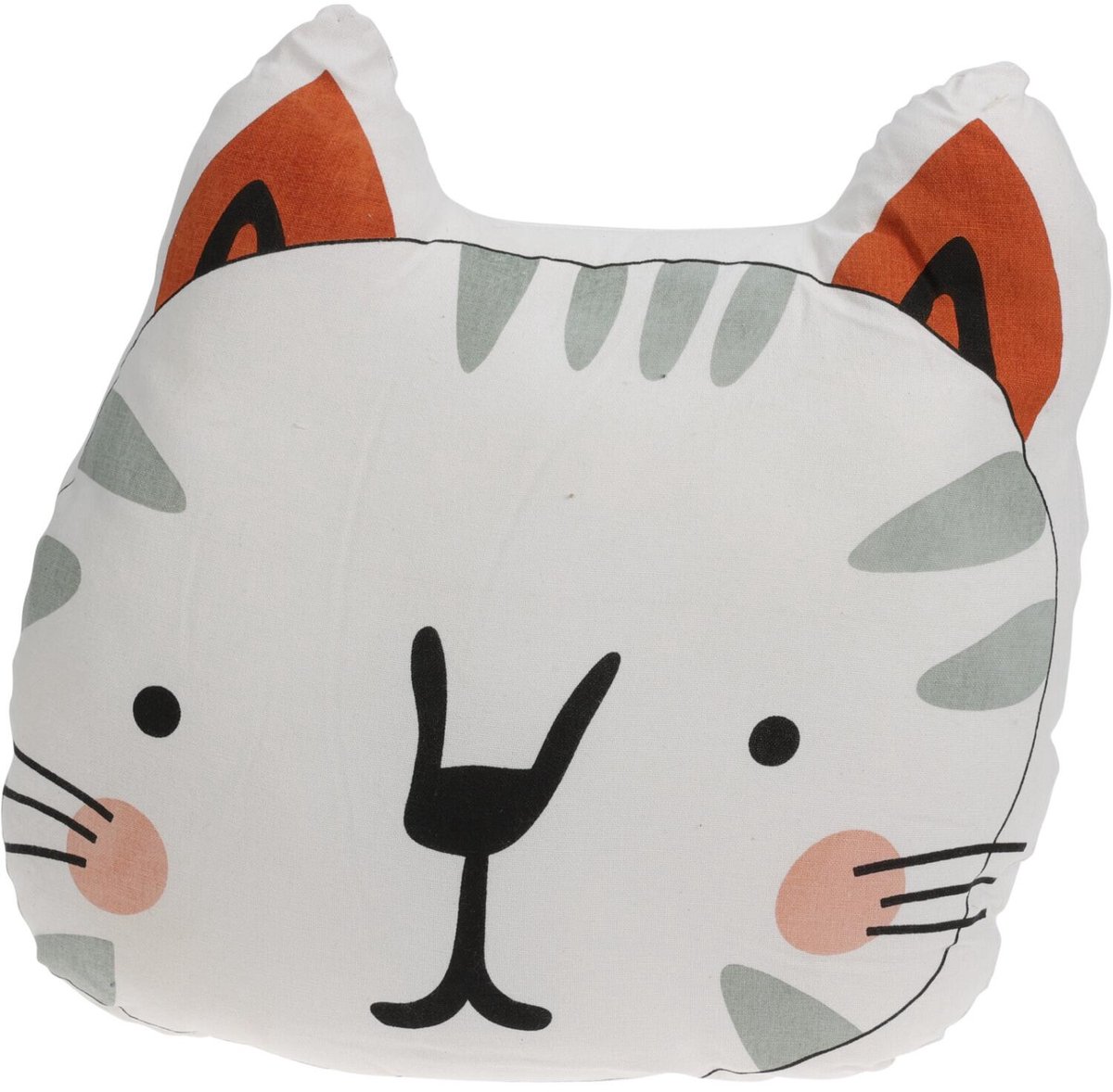 Home & Styling Dieren sierkussen kinderkamer - Katje / poes - wit - 35 x 40 x 8 cm - polyester