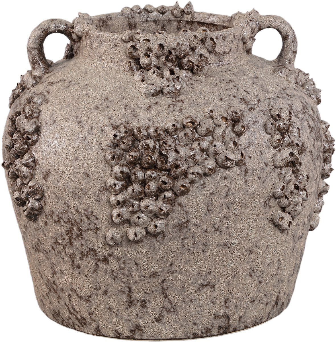 PTMD Deisy Beige Ceramic Jar With Handles Rough Coral L