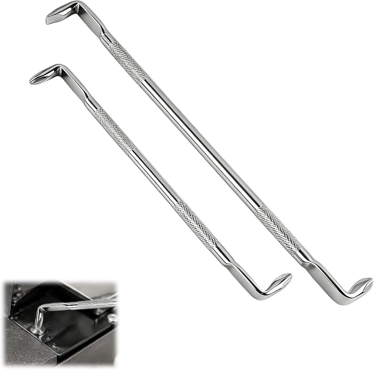 2 stuks gebogen schroevendraaiers, type Z, dubbele kop, magnetische platte en kruiskopschroevendraaier, 90°, 5 mm, 14 cm en 6 mm, 18,5 cm, voor nauwe ruimtes