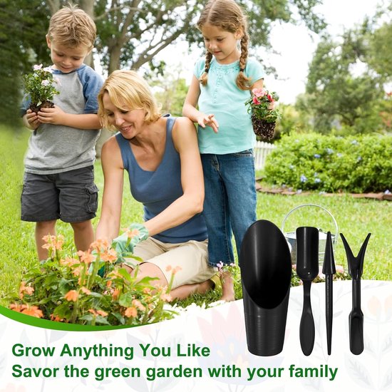 METERXITY 1-Set Tuin Schop Handgereedschap Transplantatie Succulent Teelt Graven Scoops Kits, Plastic Mini Tuin Tool Set voor Bloemen Planten/Bonsai Potten [Zwart] — afbeelding 4