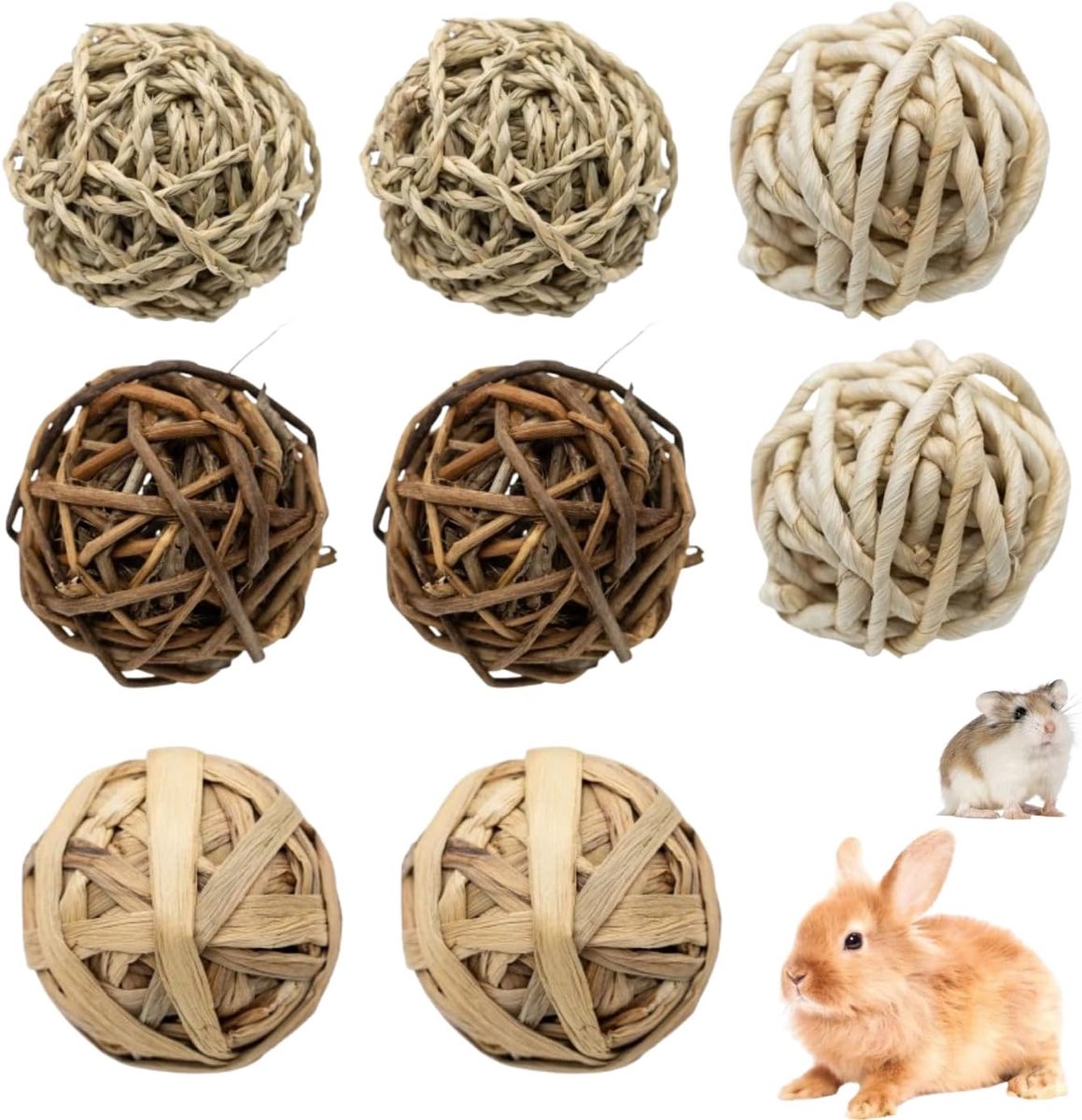 Speelgoed, konijnenkauwbal, konijnenspeelgoed, kauwballen voor kleine dieren, hamsters, konijnen, cavia's, chinchilla's, gerbils