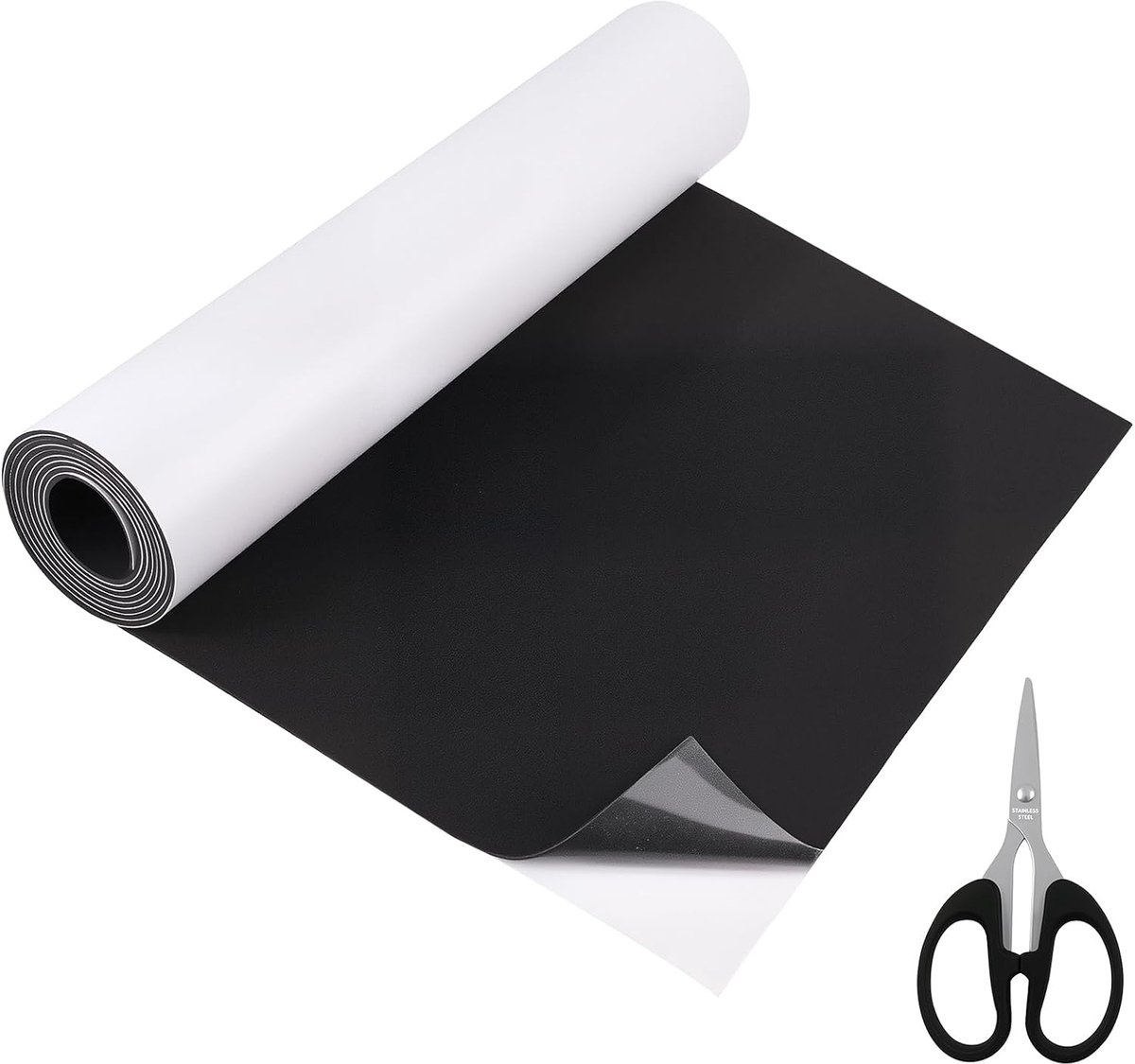 schuimrol van celrubber, zelfklevend, 300 mm (breedte) x 1,5 mm (diepte) x 1,5 m (lengte), neopreen schuimfolie met schaar (zwart)