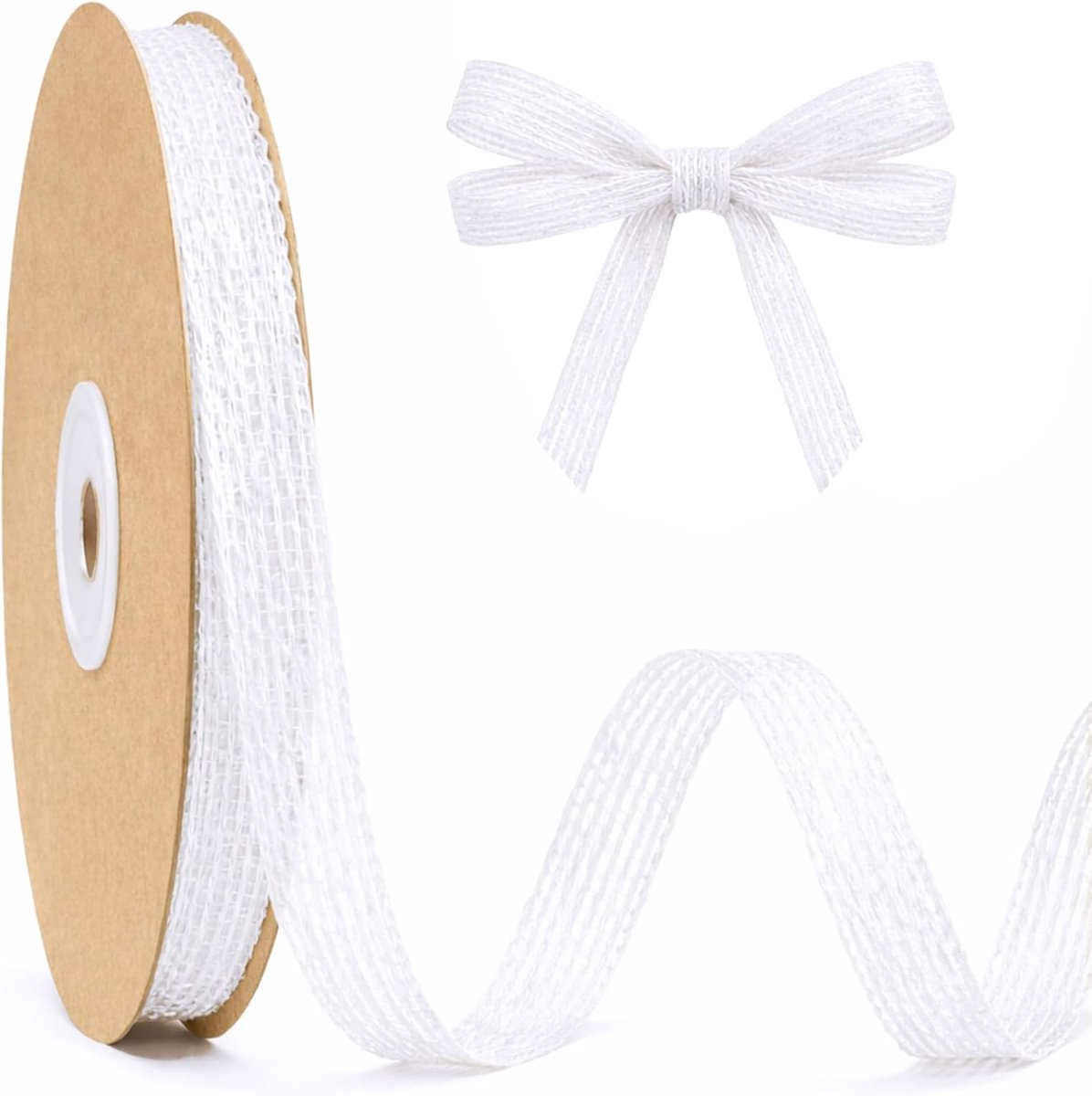jijAcraft 10 mm jute lint smal wit: 18 m natuurlijk cadeaulint jute, jute knutsellint vintage om te knutselen, rustiek jute lint voor bruiloftsdecoratie, doe-het-zelf, boeket